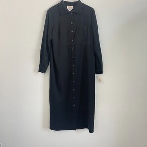 Vintage Talbots Button Down Dress Women 10 Petites Collared Wool Blend Office